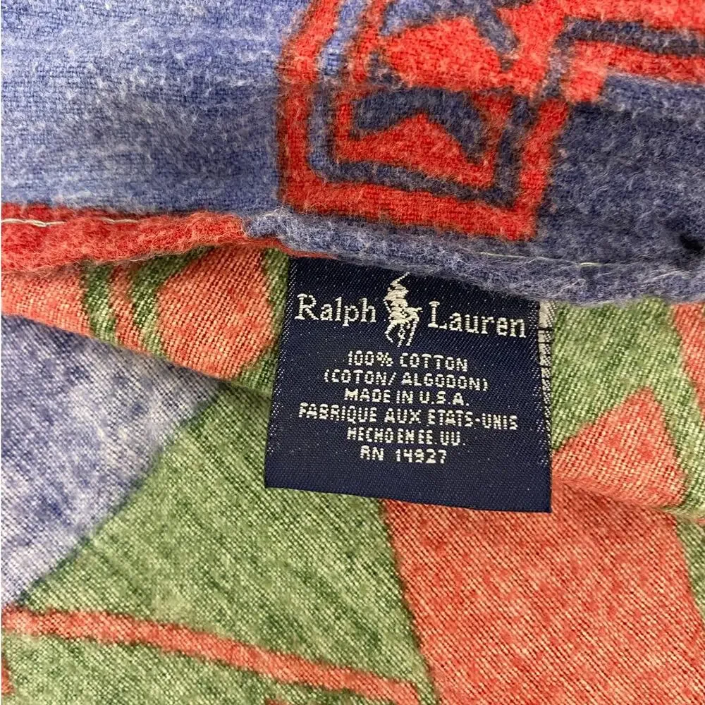 Vtg Ralph Lauren Twin Flat Sheet Southwest Trading Post 100% Cotton Flannel USA